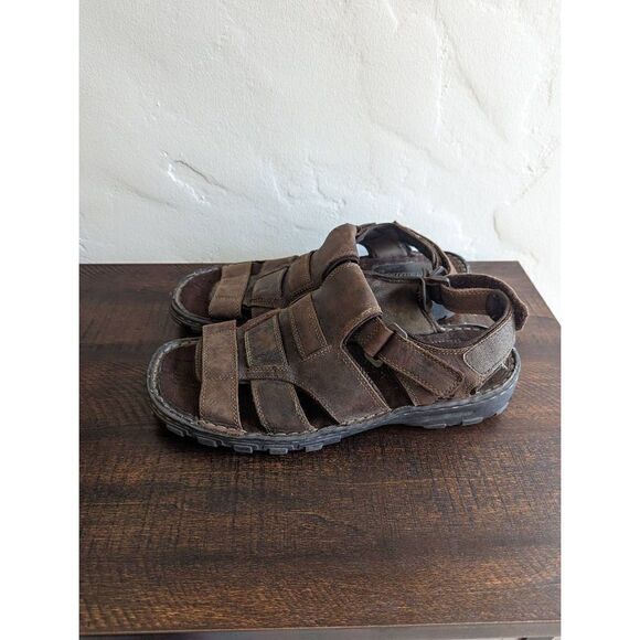 Skechers Brown Fisherman Open Toe Leather Sandals Shoes Men's - Size 12 - Picture 2 of 7